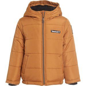 Timberland Boys Heavyweight Puffer Coat Zip Hooded Wheat Size M (10-12) NEW!